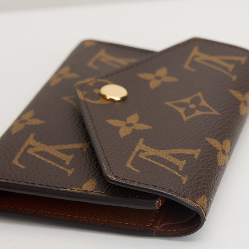 二手Lv Victortine三折短夾/棕老花 晶片款-7