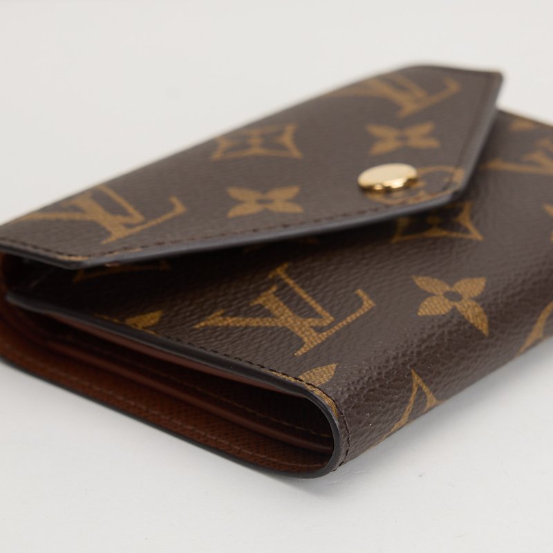 二手Lv Victortine三折短夾/棕老花 晶片款-9