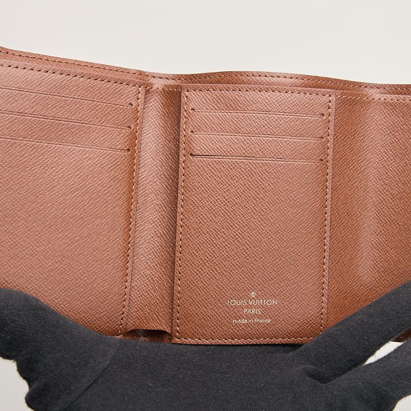 二手Lv Victortine三折短夾/棕老花 晶片款-15