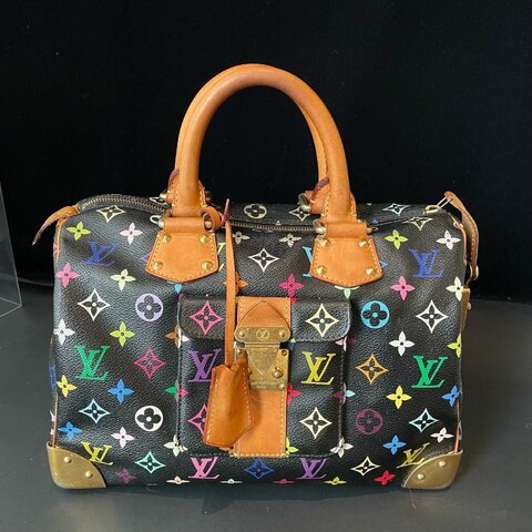 路易威登/Louis Vuitton 村上隆聯名款 黑三彩speedy30枕頭包