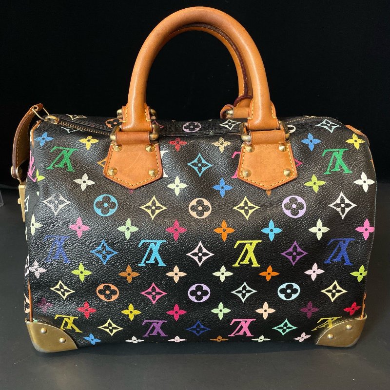 路易威登/Louis Vuitton 村上隆聯名款 黑三彩speedy30枕頭包-1