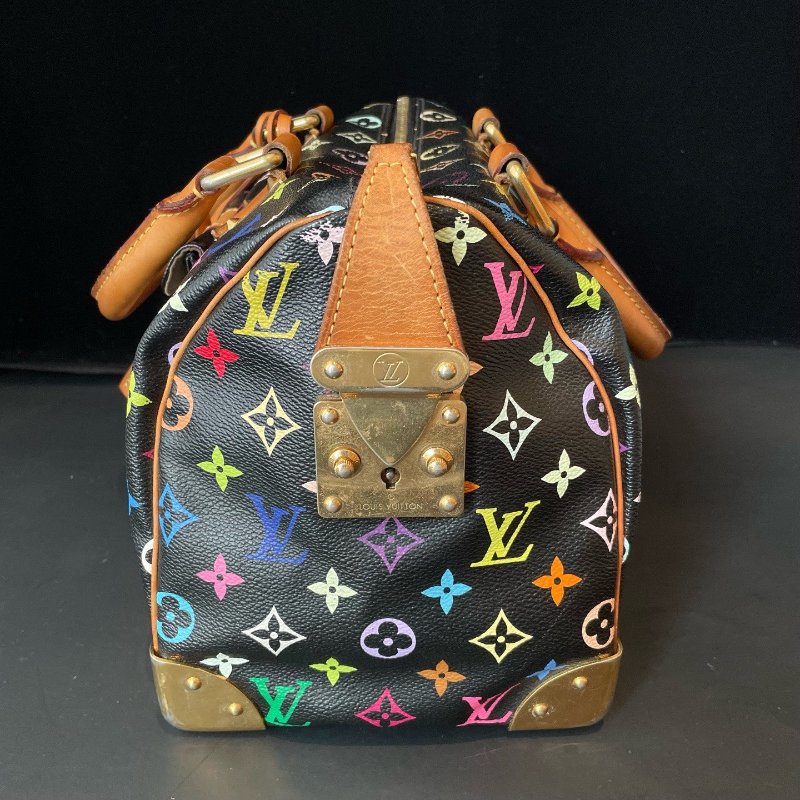 路易威登/Louis Vuitton 村上隆聯名款 黑三彩speedy30枕頭包-2