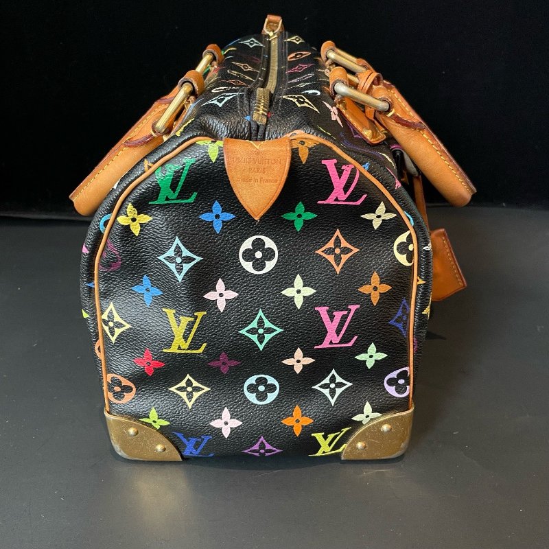 路易威登/Louis Vuitton 村上隆聯名款 黑三彩speedy30枕頭包-3