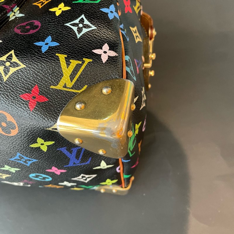 路易威登/Louis Vuitton 村上隆聯名款 黑三彩speedy30枕頭包-9