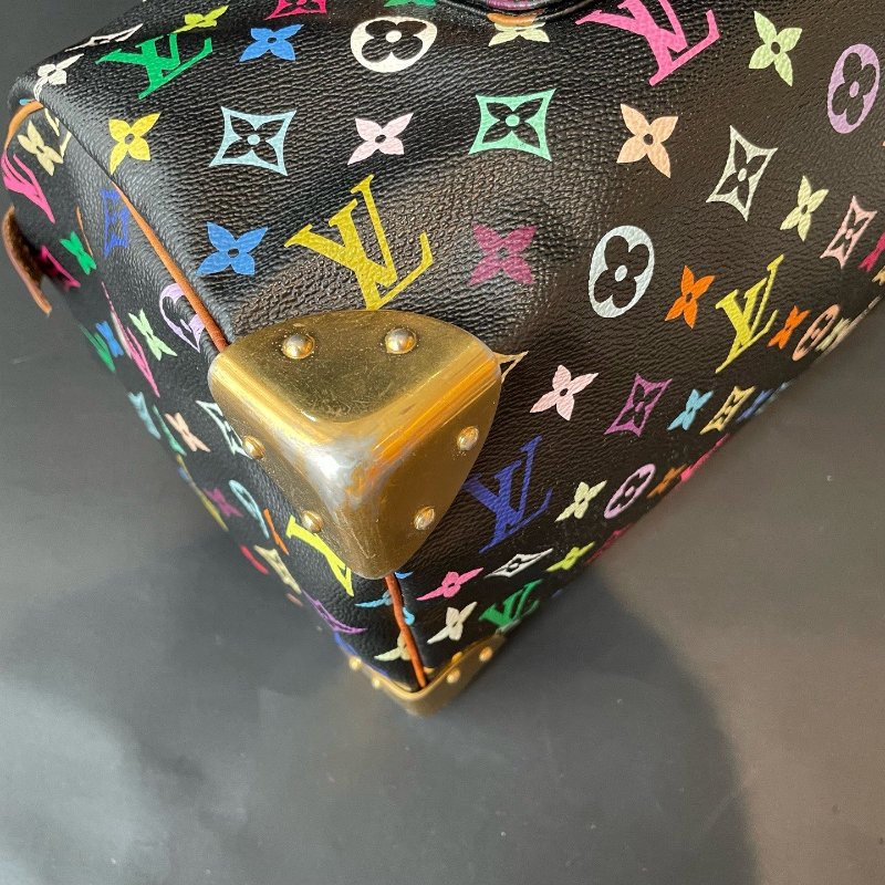 路易威登/Louis Vuitton 村上隆聯名款 黑三彩speedy30枕頭包-10