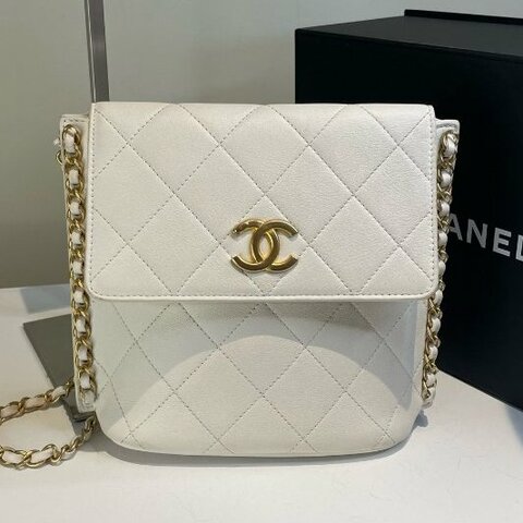 香奈兒/Chanel 白金鏈條滾邊牛皮流浪包 菱格紋