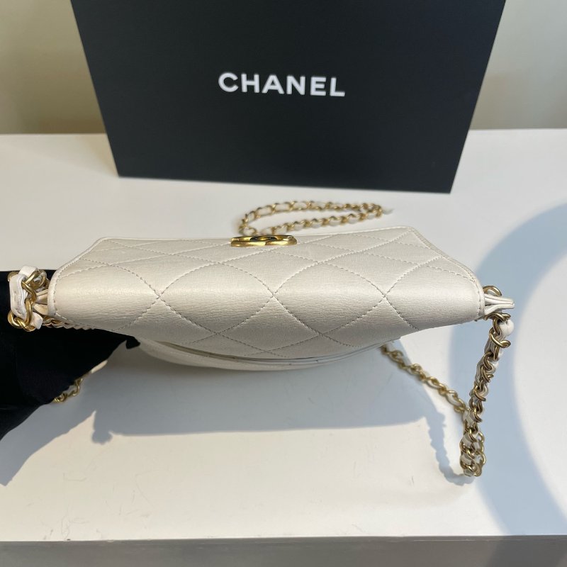 香奈兒/Chanel 白金鏈條滾邊牛皮流浪包 菱格紋-4