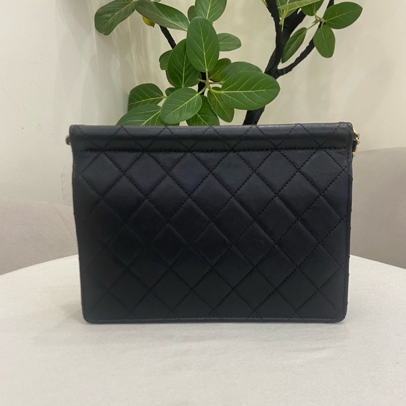 香奈兒/Chanel CF黑金羊皮小號珍珠鏈條包-1