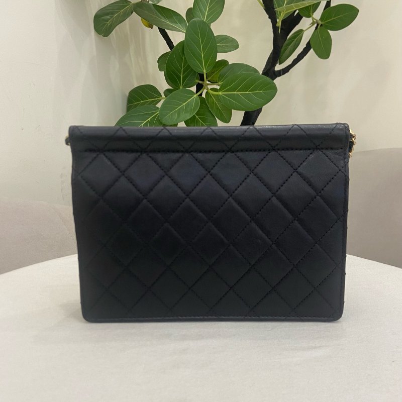 香奈兒/Chanel CF黑金羊皮小號珍珠鏈條包-6