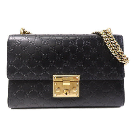 GUCCI 牛皮皮革Padlock Medium金扣鏈帶肩背袋