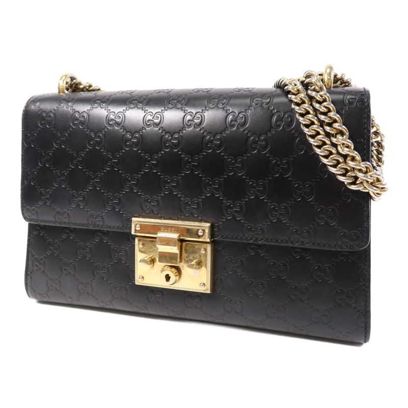 GUCCI 牛皮皮革Padlock Medium金扣鏈帶肩背袋-2