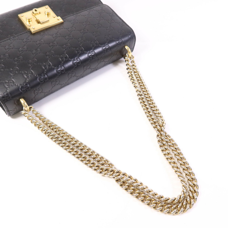 GUCCI 牛皮皮革Padlock Medium金扣鏈帶肩背袋-7