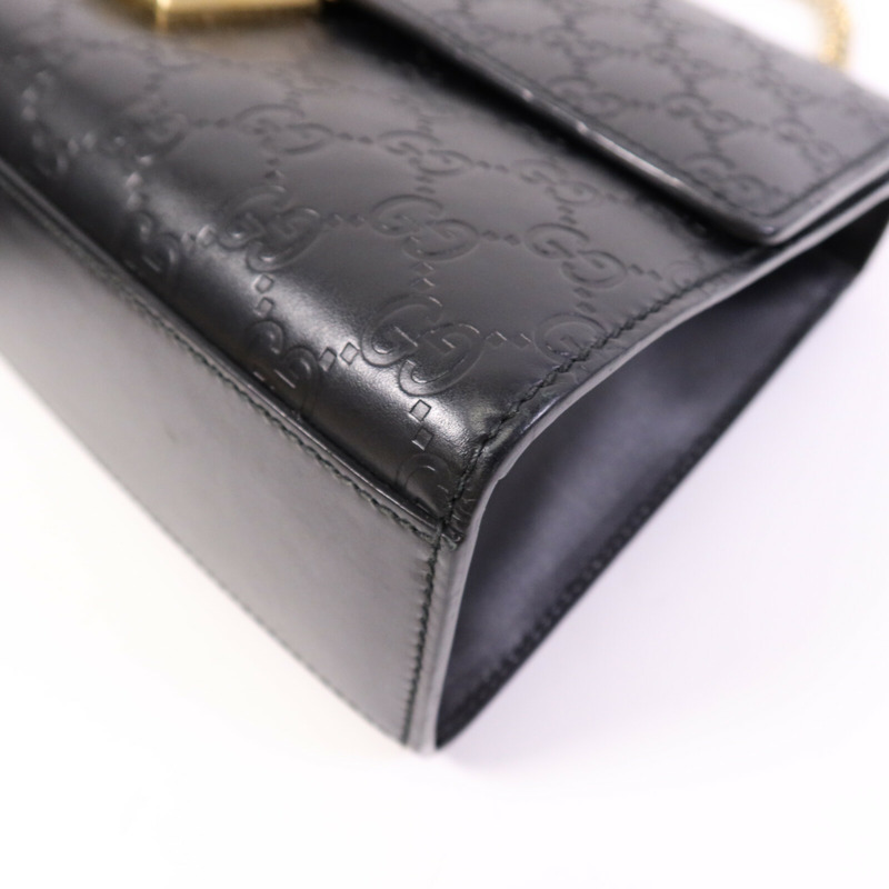 GUCCI 牛皮皮革Padlock Medium金扣鏈帶肩背袋-11