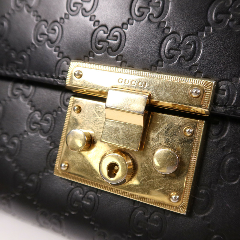 GUCCI 牛皮皮革Padlock Medium金扣鏈帶肩背袋-12