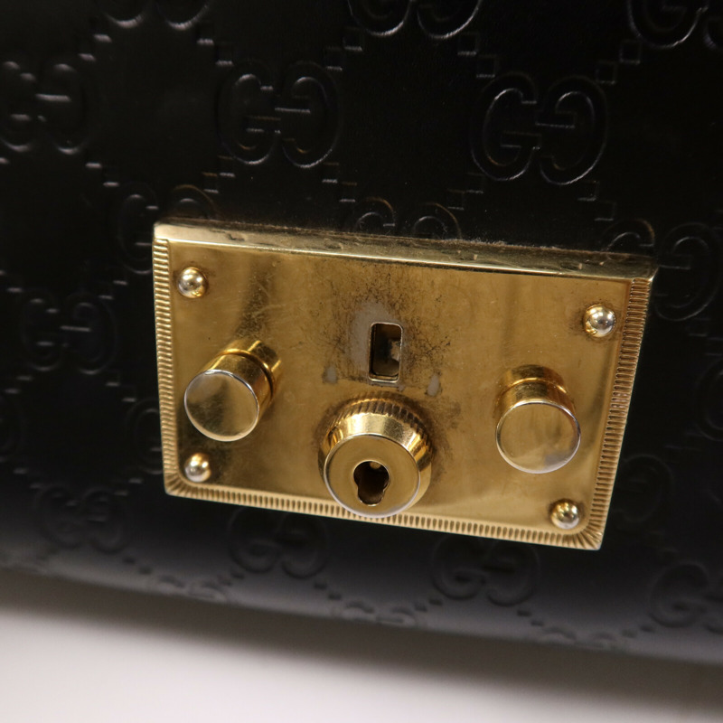 GUCCI 牛皮皮革Padlock Medium金扣鏈帶肩背袋-13