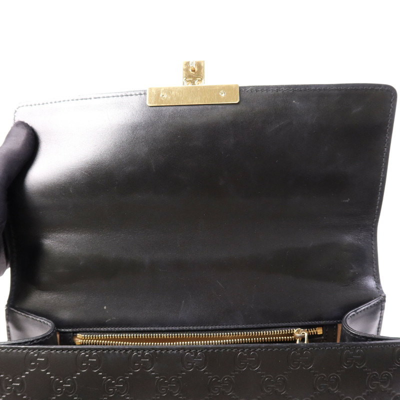 GUCCI 牛皮皮革Padlock Medium金扣鏈帶肩背袋-14