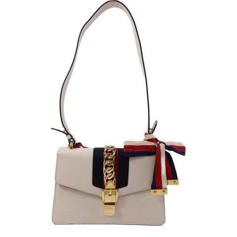 GUCCI 牛皮皮革Sylvie金扣肩背袋