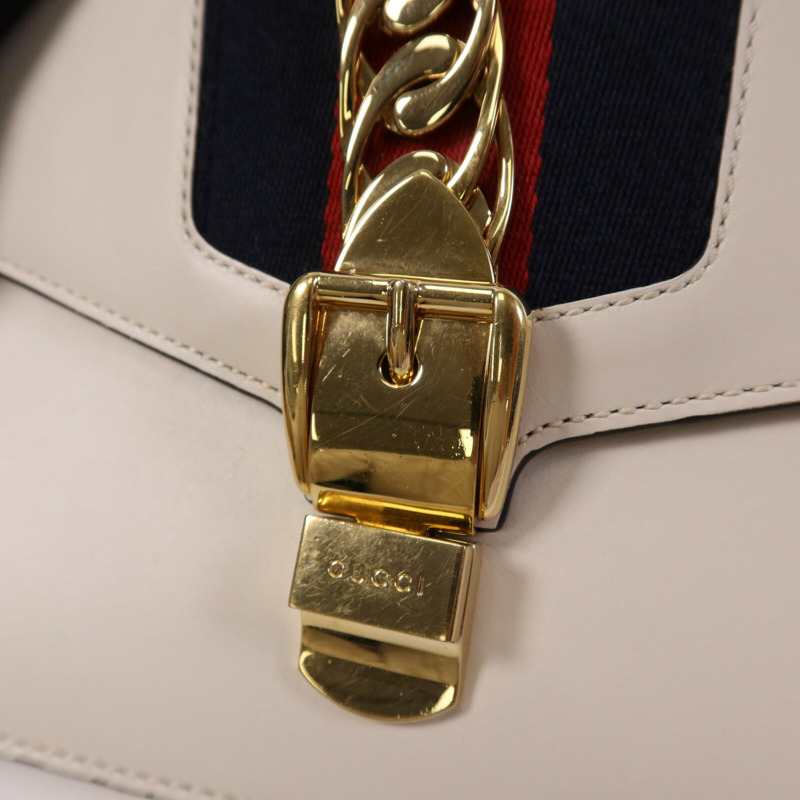 GUCCI 牛皮皮革Sylvie金扣肩背袋-6