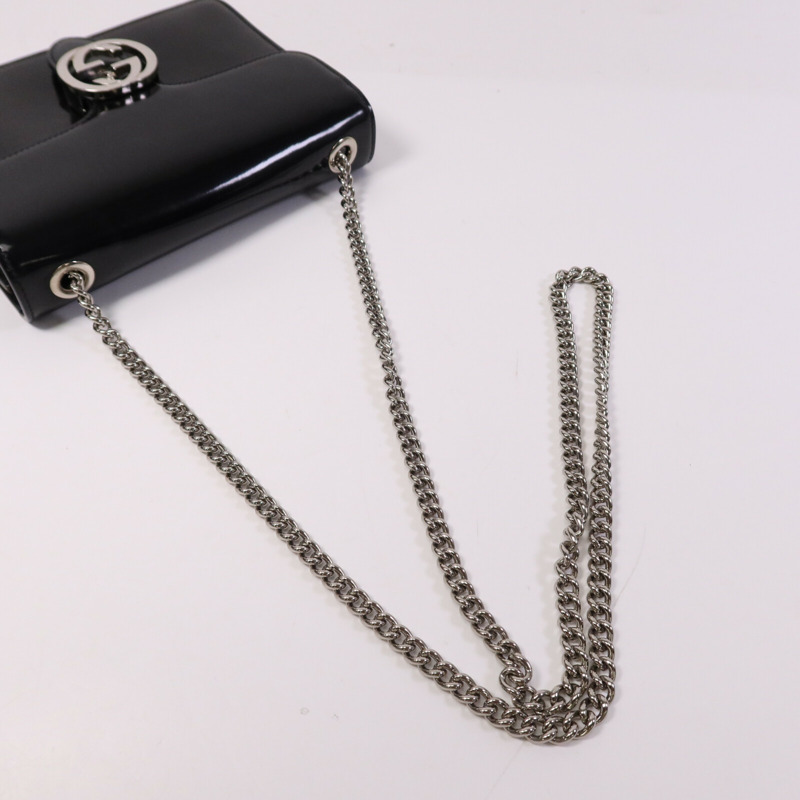 GUCCI 皮革Interlocking Small銀扣肩背袋-8