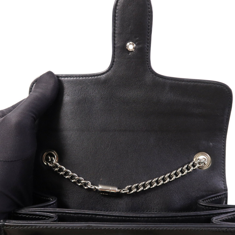 GUCCI 皮革Interlocking Small銀扣肩背袋-13