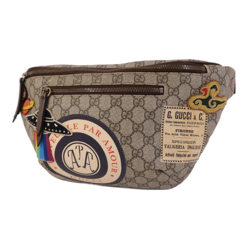 GUCCI 塗層帆布GG Supreme Courrier金扣腰包-2