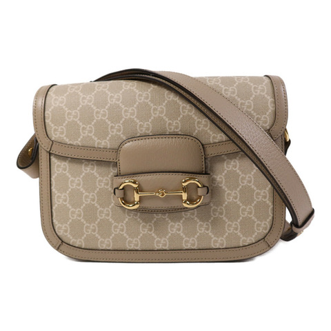 GUCCI 塗層帆布Horsebit 1955 MM金扣肩背袋
