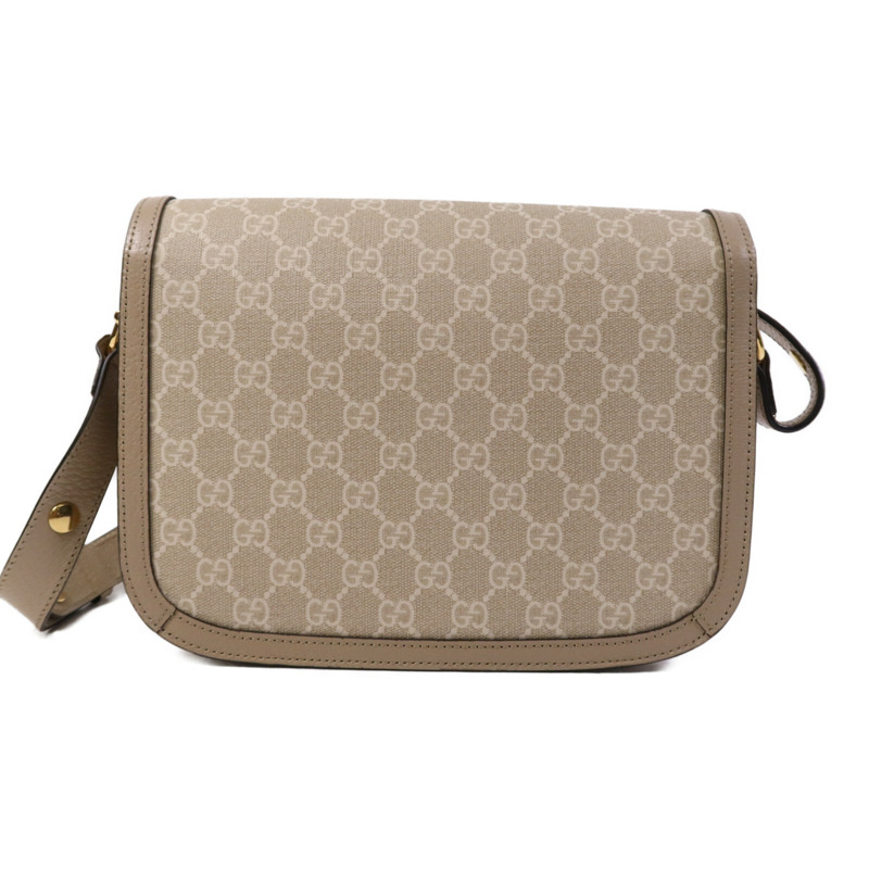 GUCCI 塗層帆布Horsebit 1955 MM金扣肩背袋-1