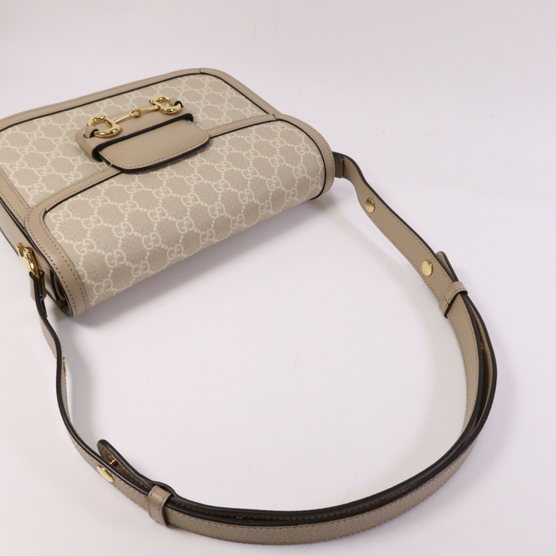 GUCCI 塗層帆布Horsebit 1955 MM金扣肩背袋-8