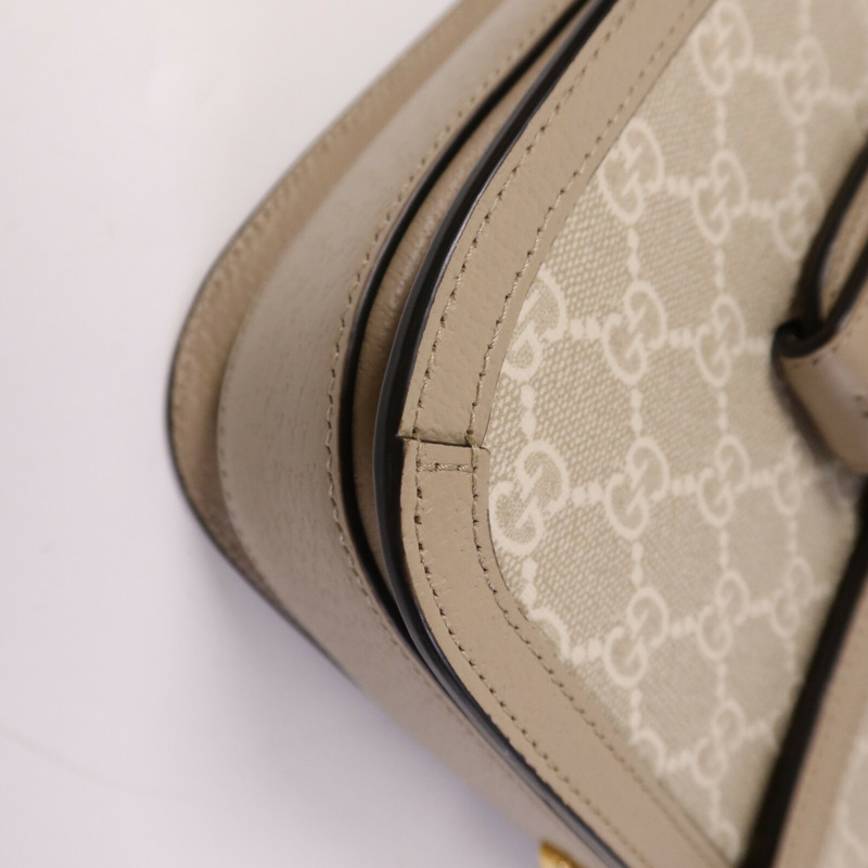 GUCCI 塗層帆布Horsebit 1955 MM金扣肩背袋-10