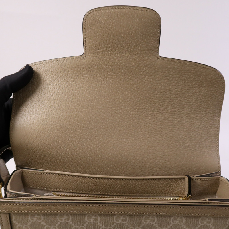 GUCCI 塗層帆布Horsebit 1955 MM金扣肩背袋-14