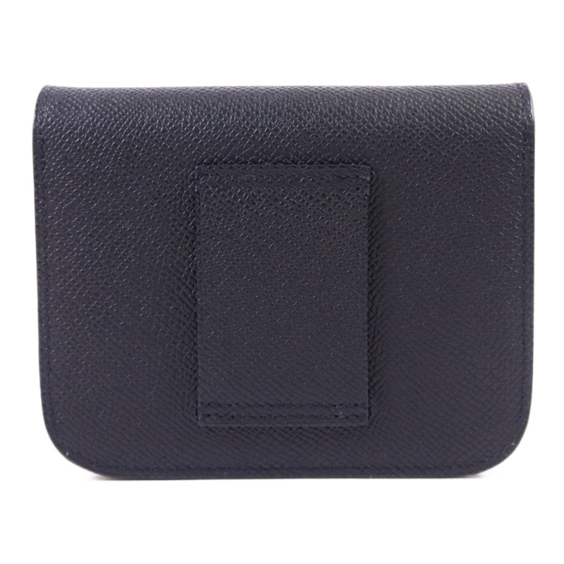 HERMES Epsom皮革Constance Slim金扣錢包Noir-1