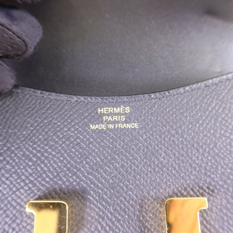 HERMES Epsom皮革Constance Slim金扣錢包Noir-5