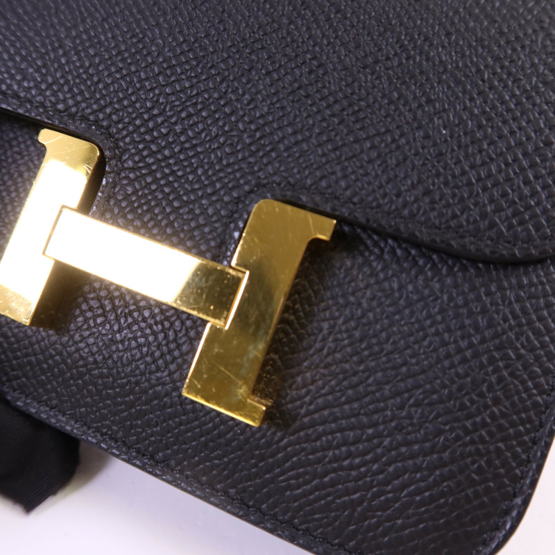 HERMES Epsom皮革Constance Slim金扣錢包Noir-8