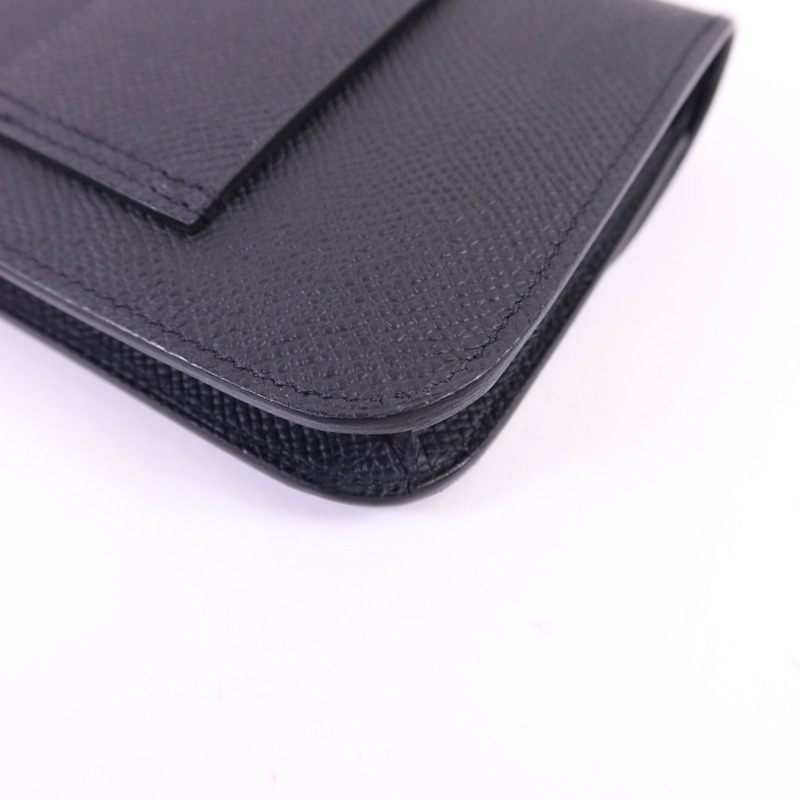 HERMES Epsom皮革Constance Slim金扣錢包Noir-13