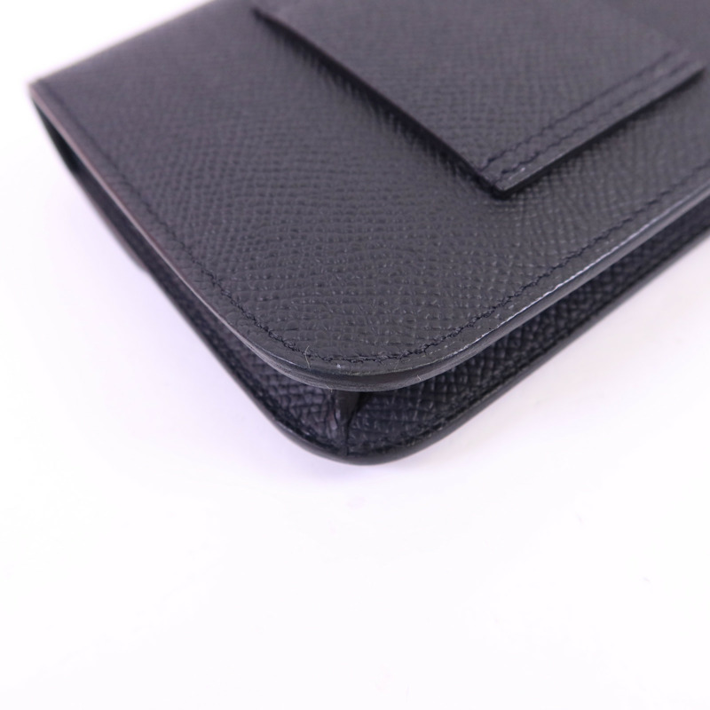 HERMES Epsom皮革Constance Slim金扣錢包Noir-14