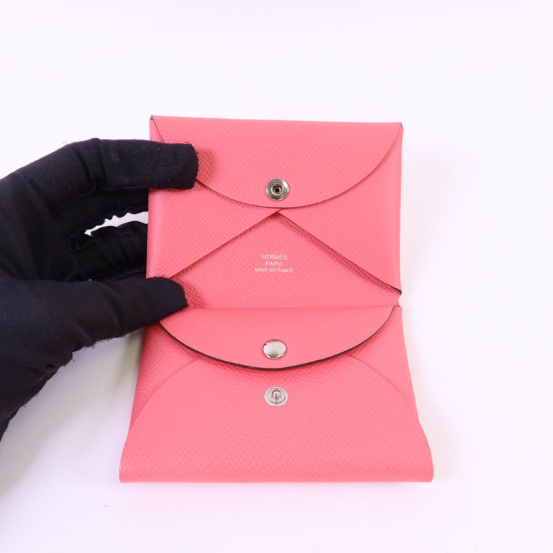 HERMES Epsom皮革Calvi Duo銀扣卡片套-4