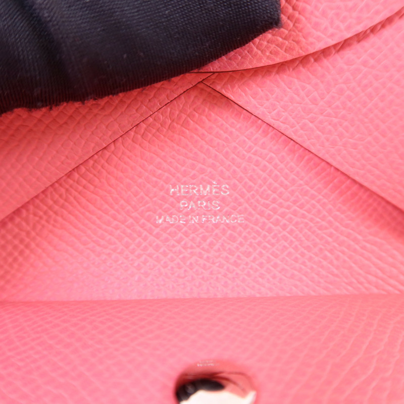 HERMES Epsom皮革Calvi Duo銀扣卡片套-6