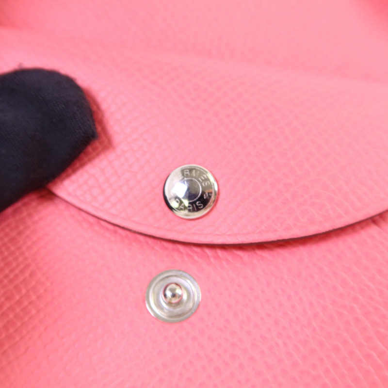 HERMES Epsom皮革Calvi Duo銀扣卡片套-8