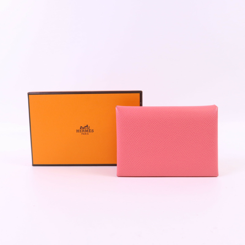 HERMES Epsom皮革Calvi Duo銀扣卡片套-13