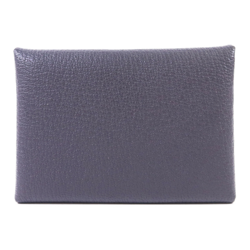 HERMES Epsom皮革Calvi Duo銀扣卡片套Graphite/Bleu Hydra-1