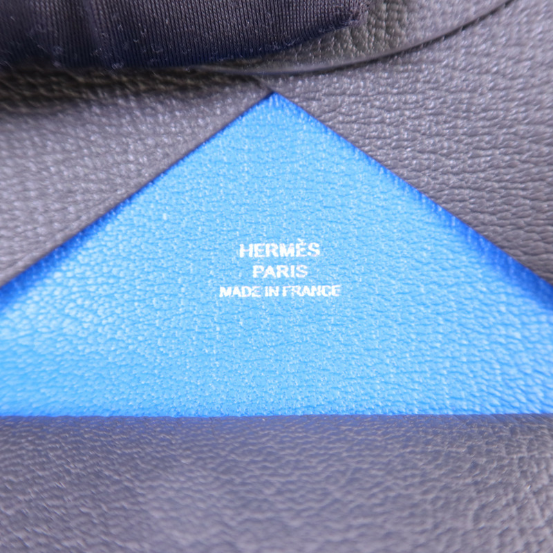 HERMES Epsom皮革Calvi Duo銀扣卡片套Graphite/Bleu Hydra-6