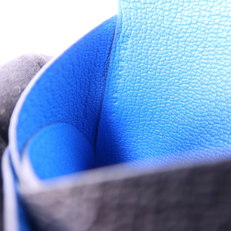 HERMES Epsom皮革Calvi Duo銀扣卡片套Graphite/Bleu Hydra-7