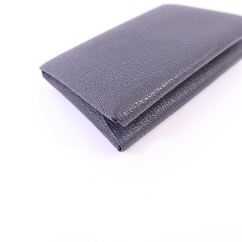 HERMES Epsom皮革Calvi Duo銀扣卡片套Graphite/Bleu Hydra-10