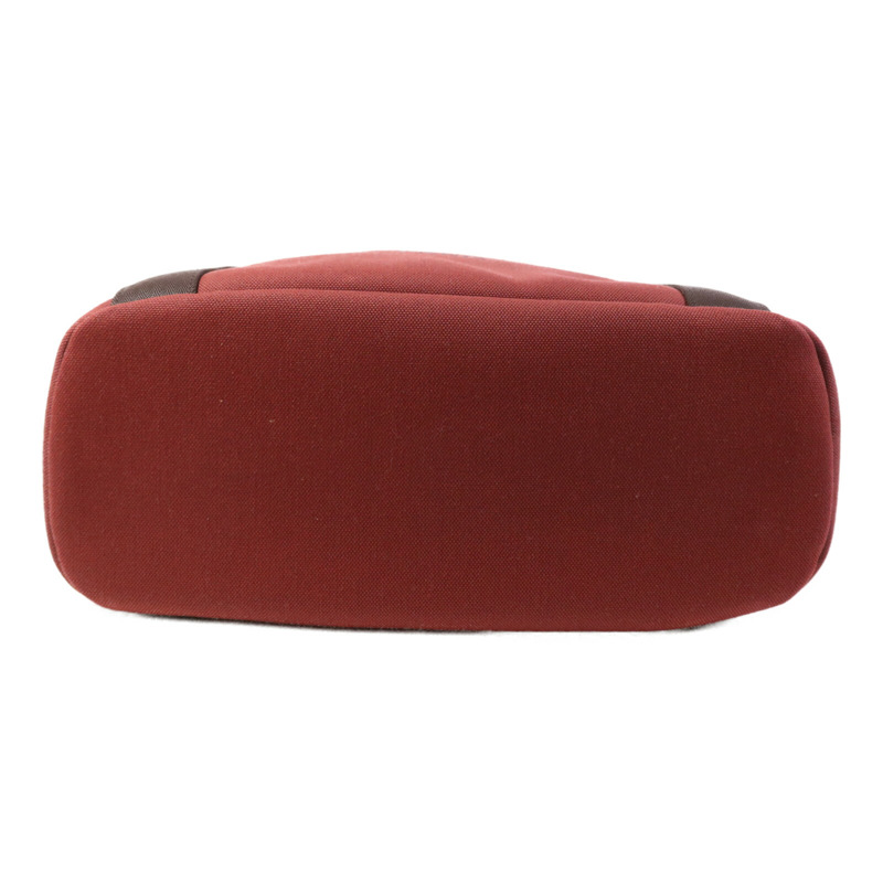 HERMES 帆布Grooming Bag銀扣手挽肩背兩用袋Rouge H/Chocolat-3