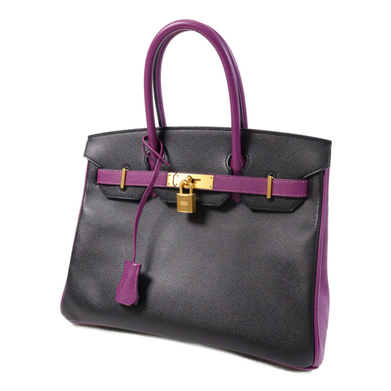 HERMES Epsom皮革Birkin 30金扣手挽袋Anemore/Noir-2