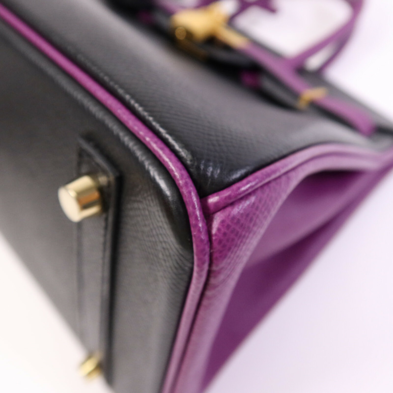 HERMES Epsom皮革Birkin 30金扣手挽袋Anemore/Noir-11