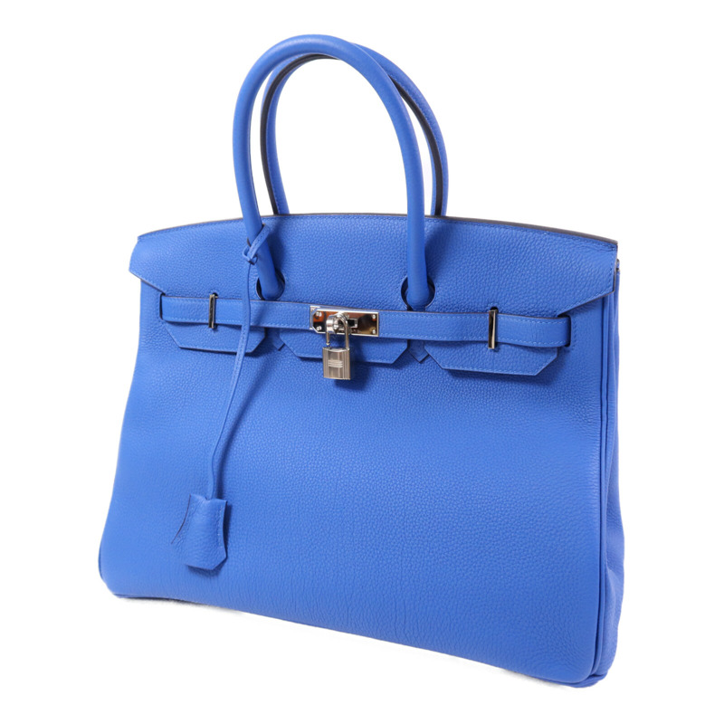HERMES Togo皮革Birkin 35銀扣手挽袋Bleu Zellige-2