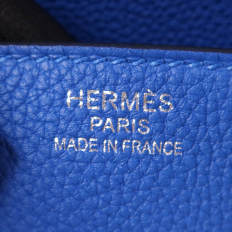 HERMES Togo皮革Birkin 35銀扣手挽袋Bleu Zellige-5