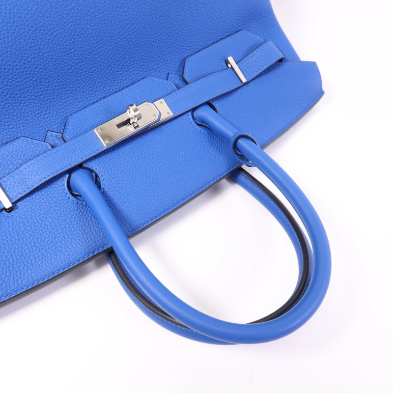 HERMES Togo皮革Birkin 35銀扣手挽袋Bleu Zellige-8