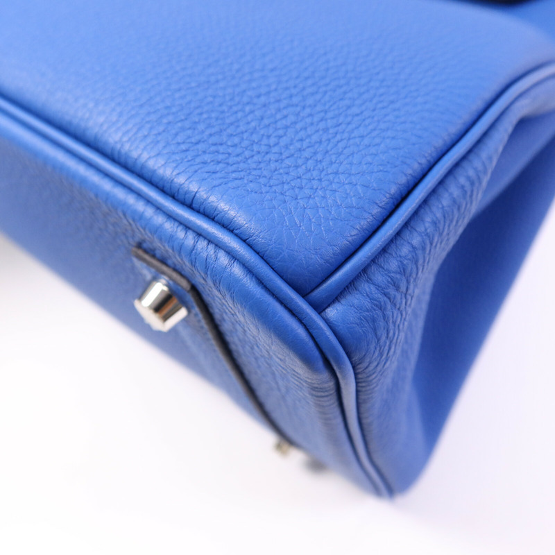 HERMES Togo皮革Birkin 35銀扣手挽袋Bleu Zellige-10